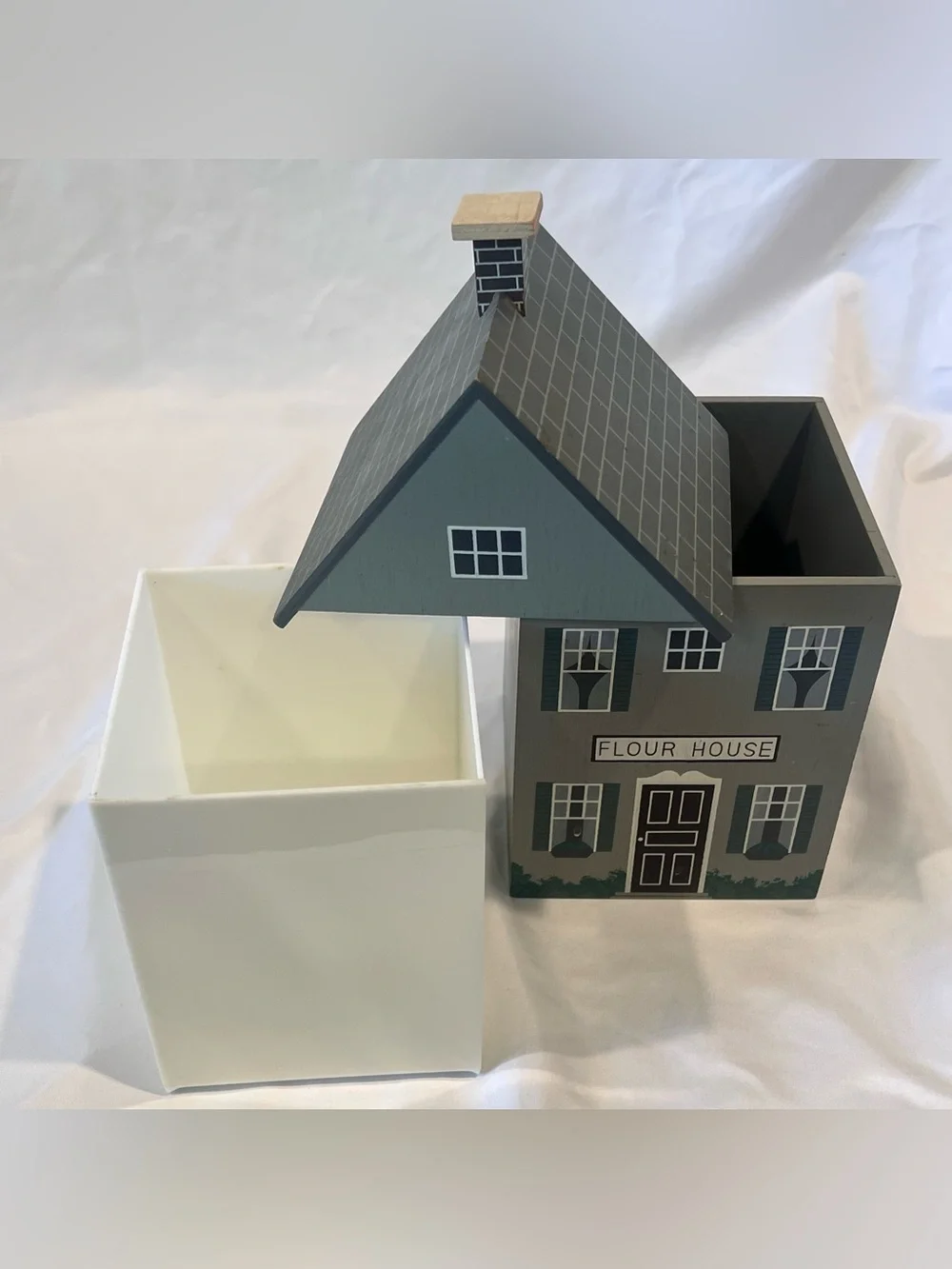 Vintage Wooden Flour House Canister Farmhouse Kitchen Decor